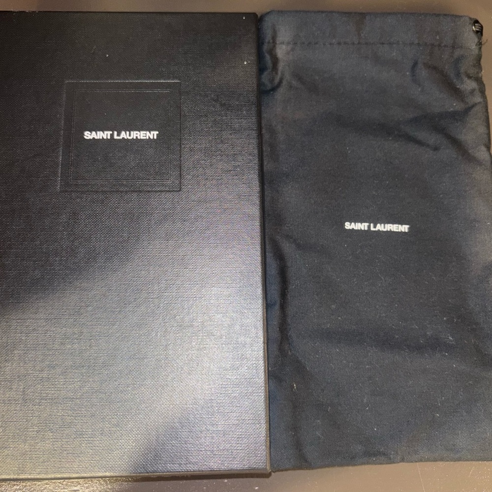 Authentic Saint Laurent Black Leather Strap Long Wallet w/ Box & Dust Bag